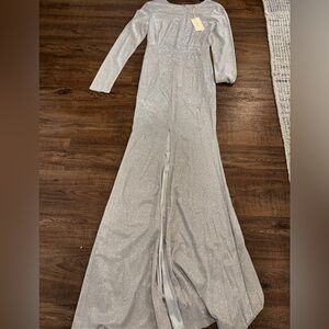 Elegant Silver Maxi Dress